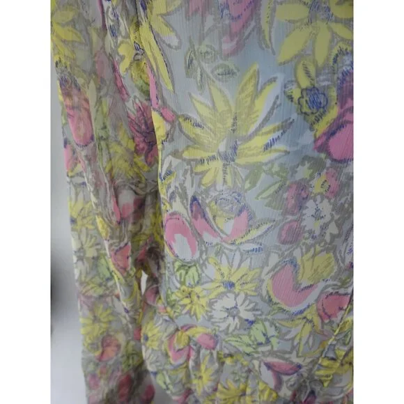 Vintage Lily White Floral Sheer Peplum Blouse Medium Made In USA Romantic - Picture 3 of 8